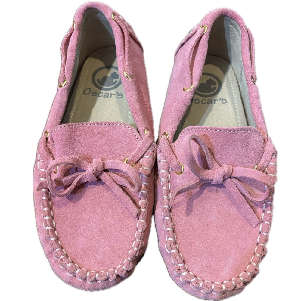 Oscar’s For Kids Capri Pink Leather Suede Loafers — Size 13